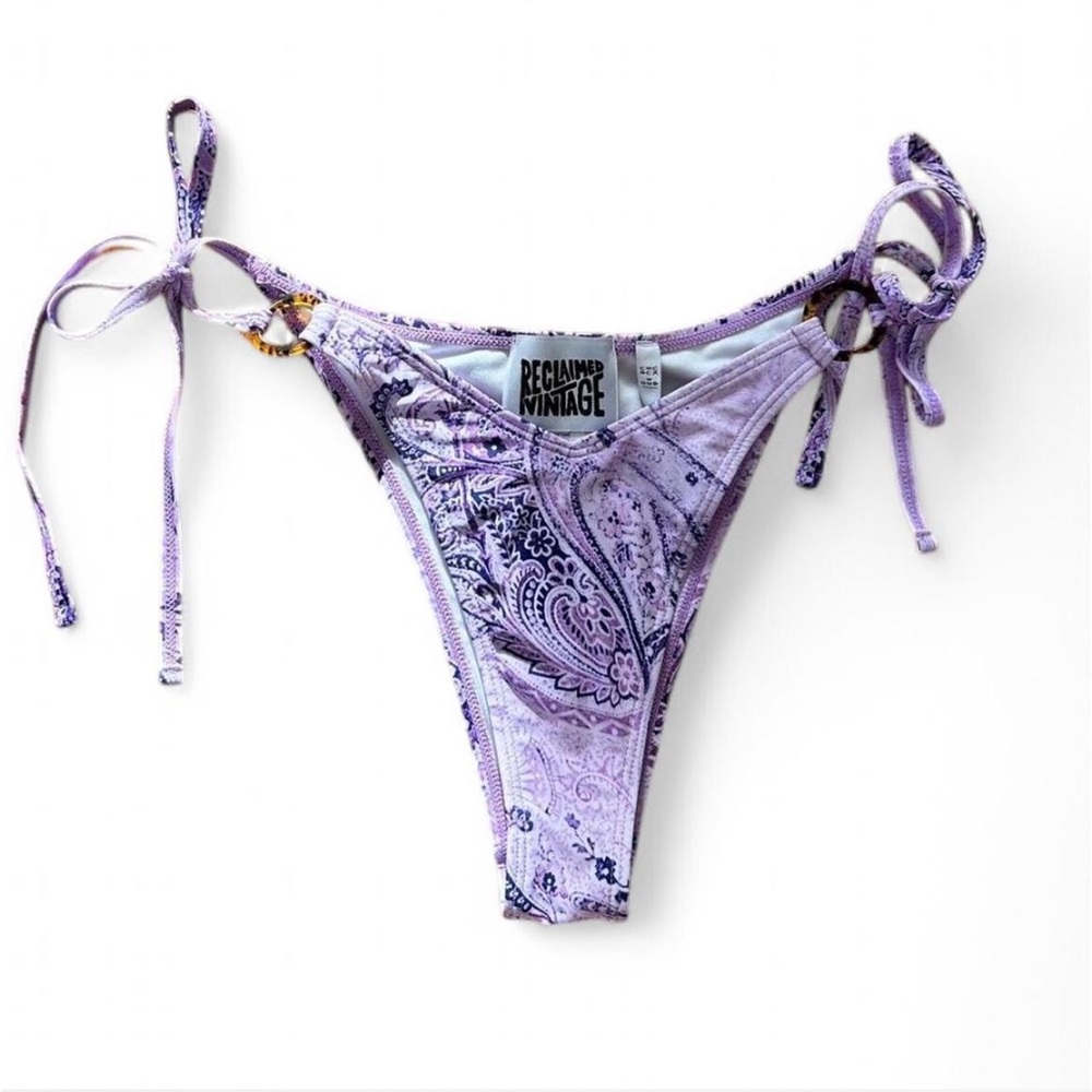 Purple Lavender Paisley Bikini Swimsuit Bottom